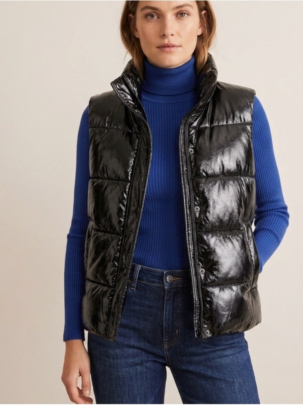 Dex Black Shiny Puffer Vest quilted szL
